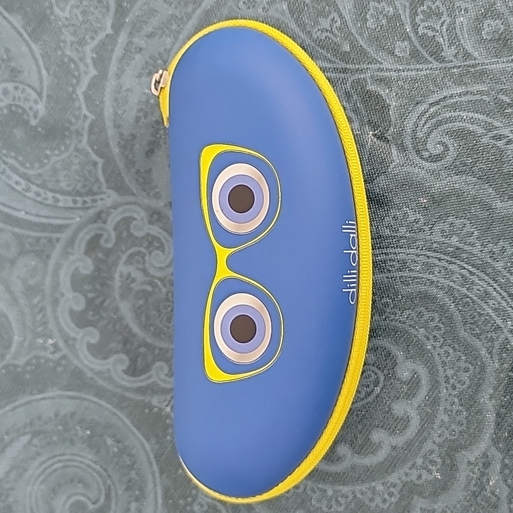 Dilli Dalli Blue & Yellow Eyeglass Or Sunglasses Case (Case Only, No Glasses)